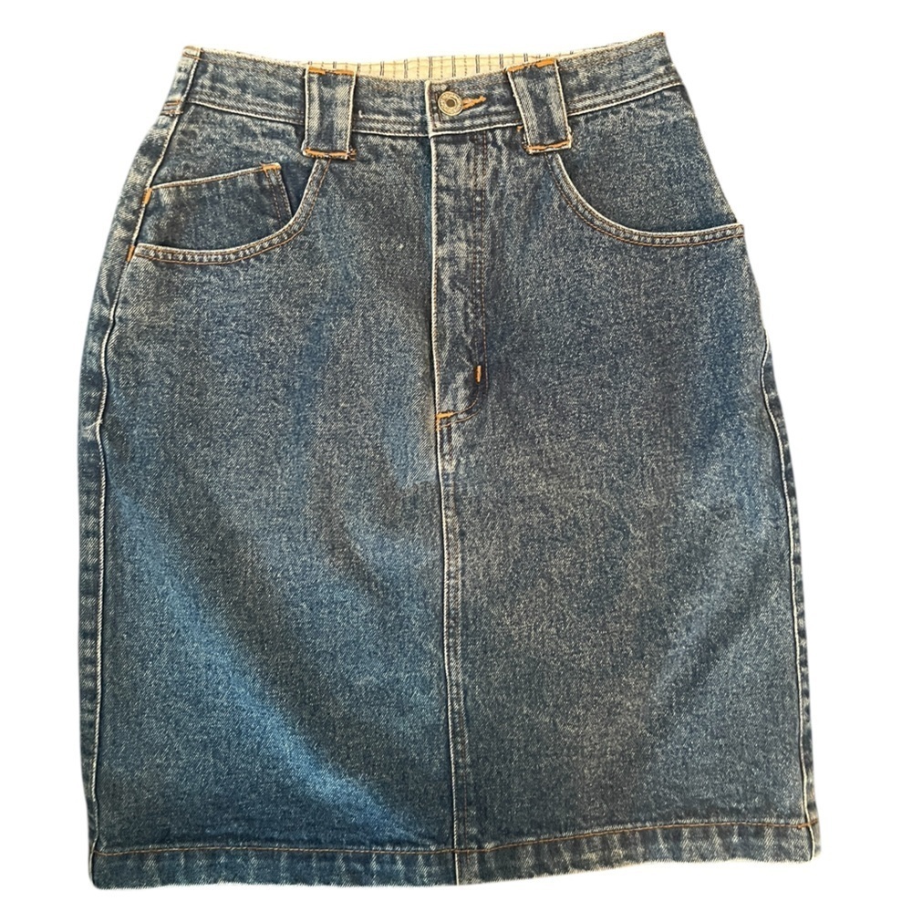 Vintage GAP Work Force Denim Skirt 9/10 High Waist 100% Cotton 90s Y2K Workwear - Picture 6 of 6